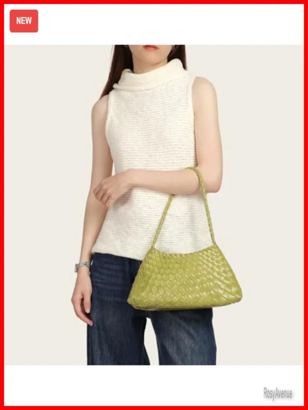 Women's Vegan Leather Woven Hobo Shoulder Tote Bag Handwoven Slouchy Purse